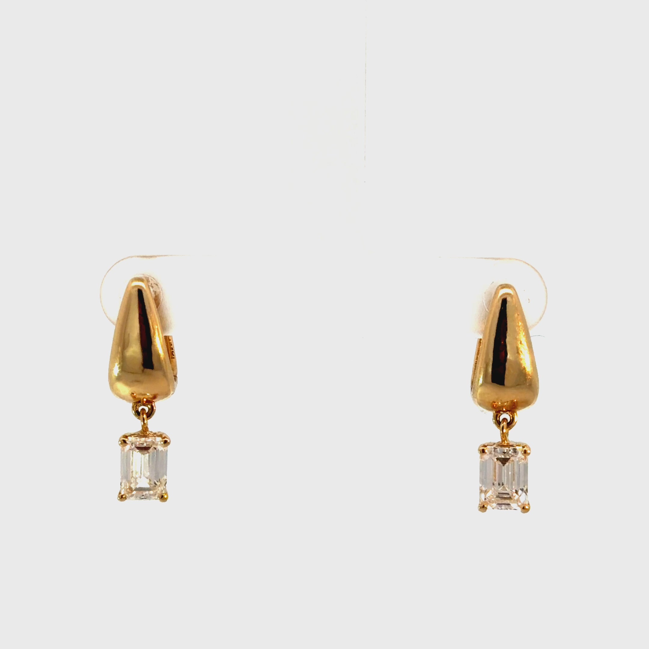 2ct Sculpted Drop Emerald-cut Lab Diamond Earrings in 14K Gold
