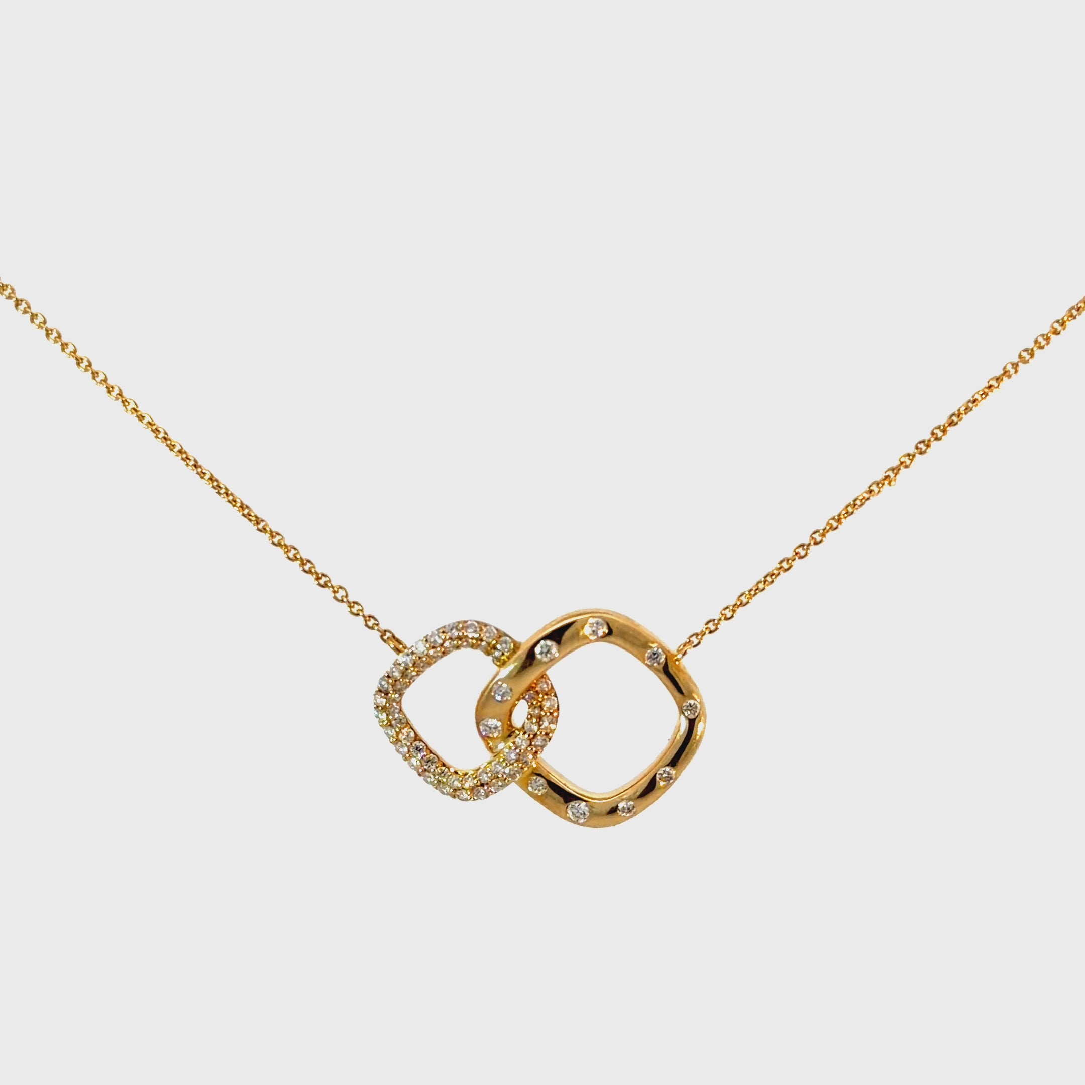 14k Gold Interlocking Natural Diamond Links Necklace