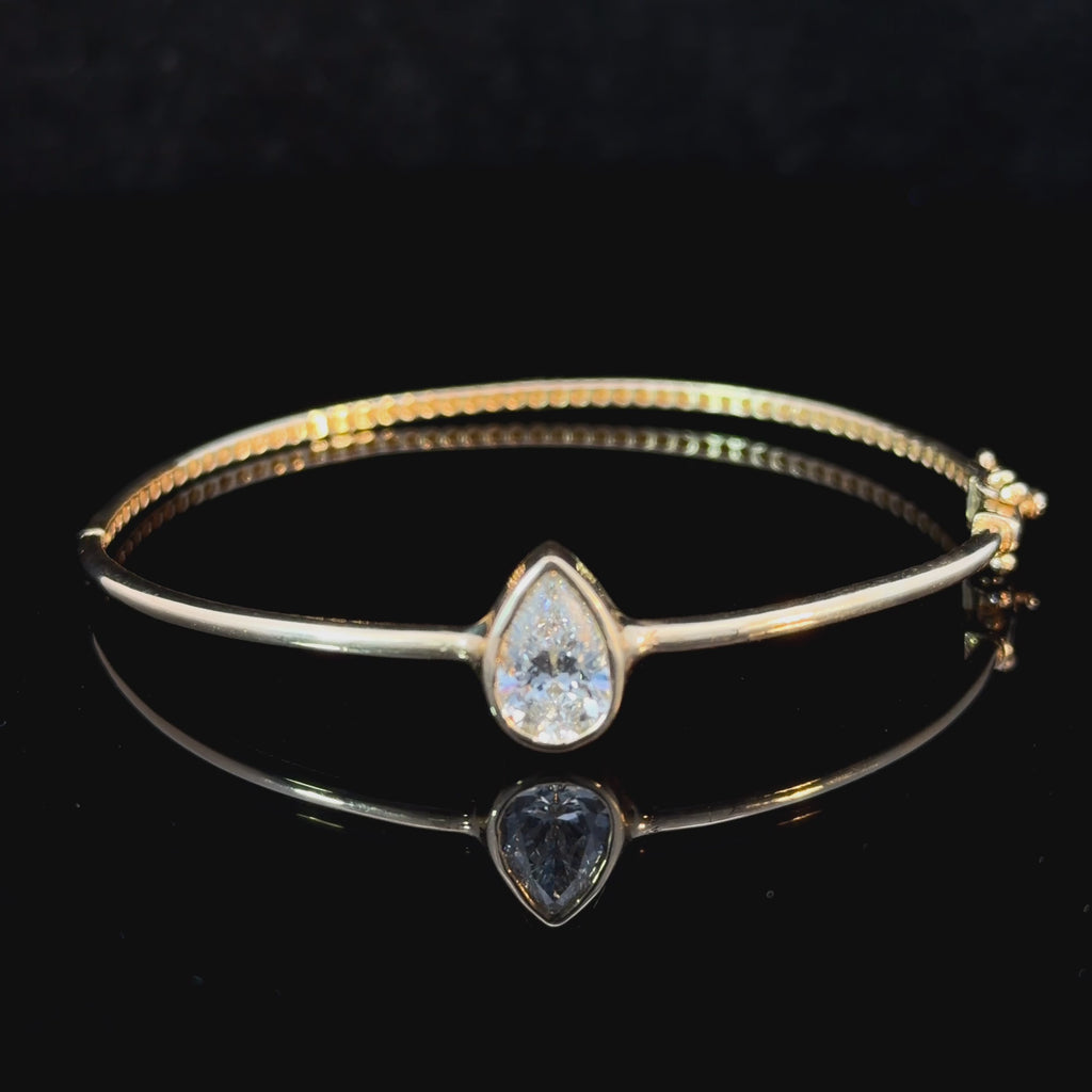 1.50ct Pear-Shape Lab Diamond Bangle in 14k Gold