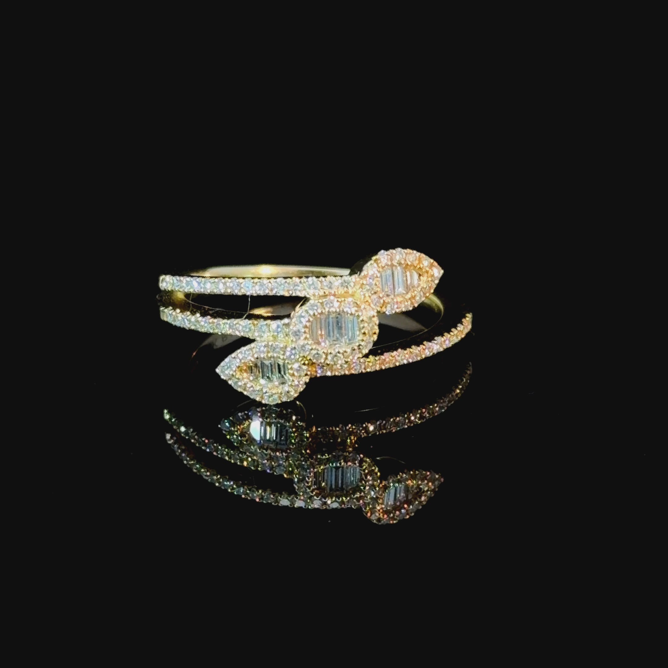 Triple Shape Baguette Diamond Ring