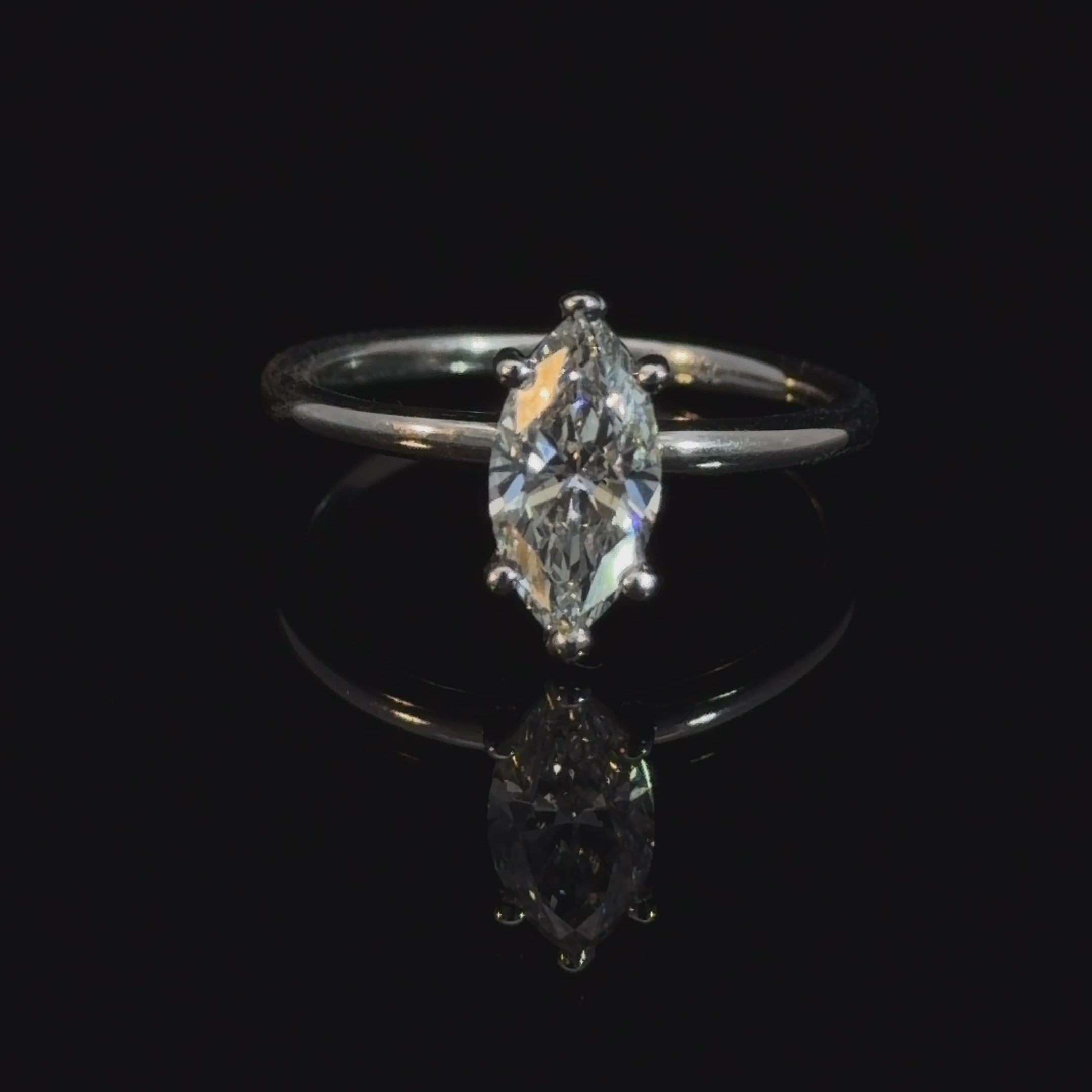 1.05 MARQUISE CUT LAB DIAMOND BASKET SOLITAIRE RING