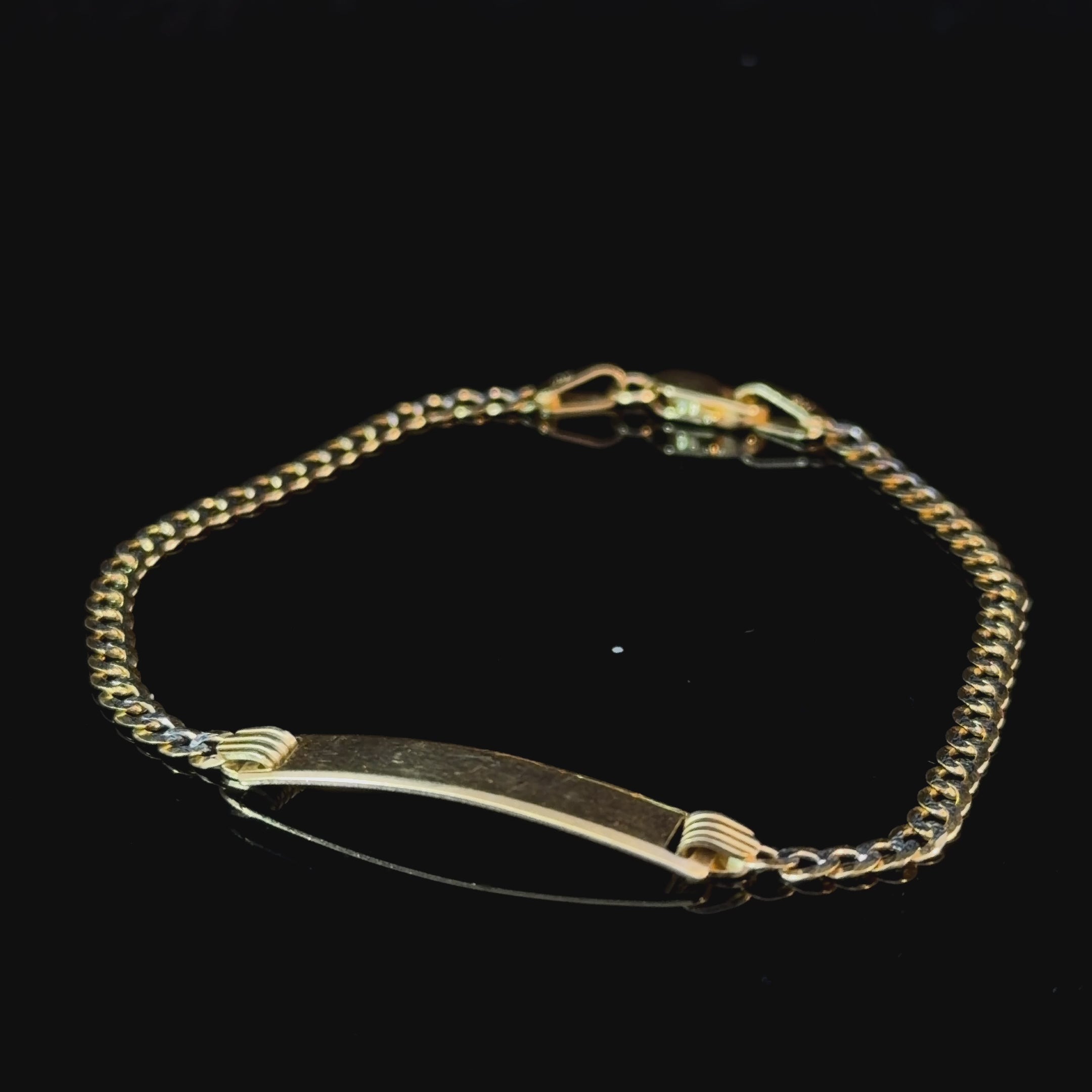 10k Gold Mini ID Bracelet - Two-Tone Cuban Link