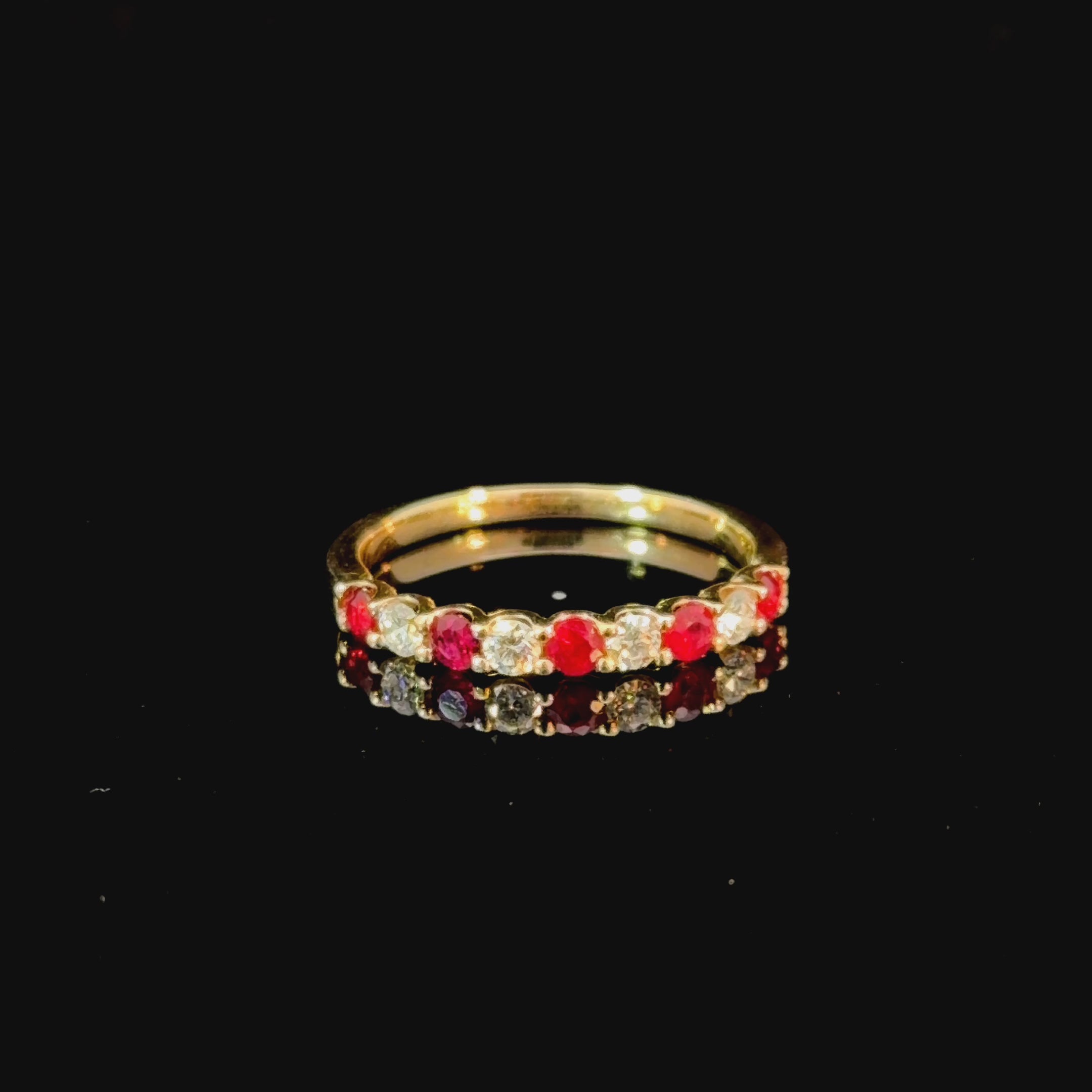 Eternal Ruby & Diamond Band in 14K Gold