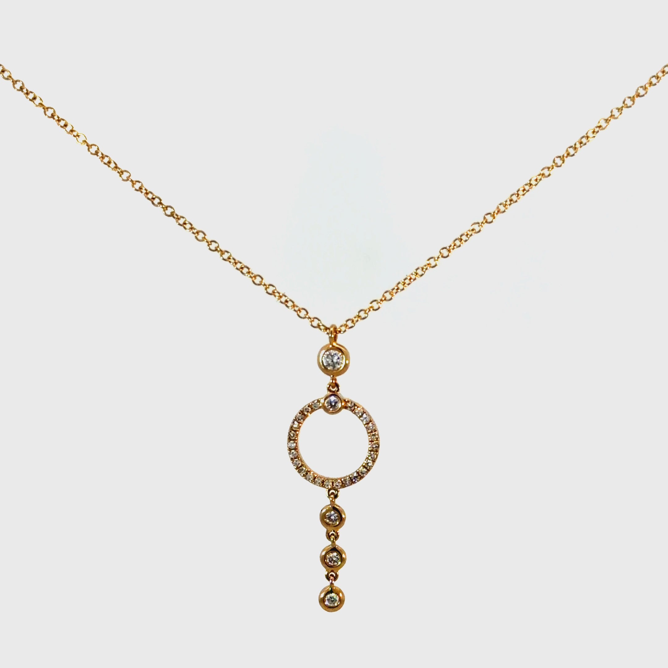 14K Gold Diamond Dainty Circle Necklace