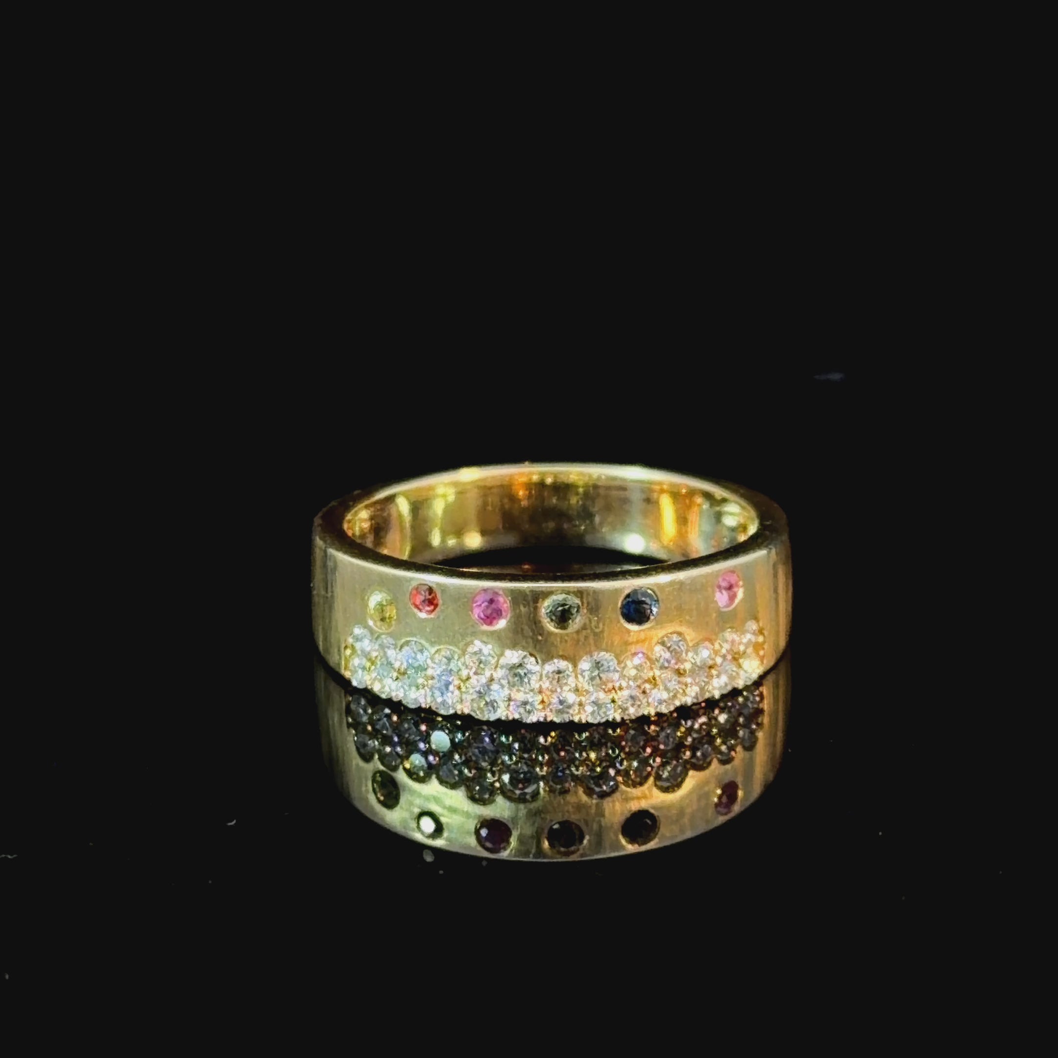 Gemstone and Diamond Confetti Ring