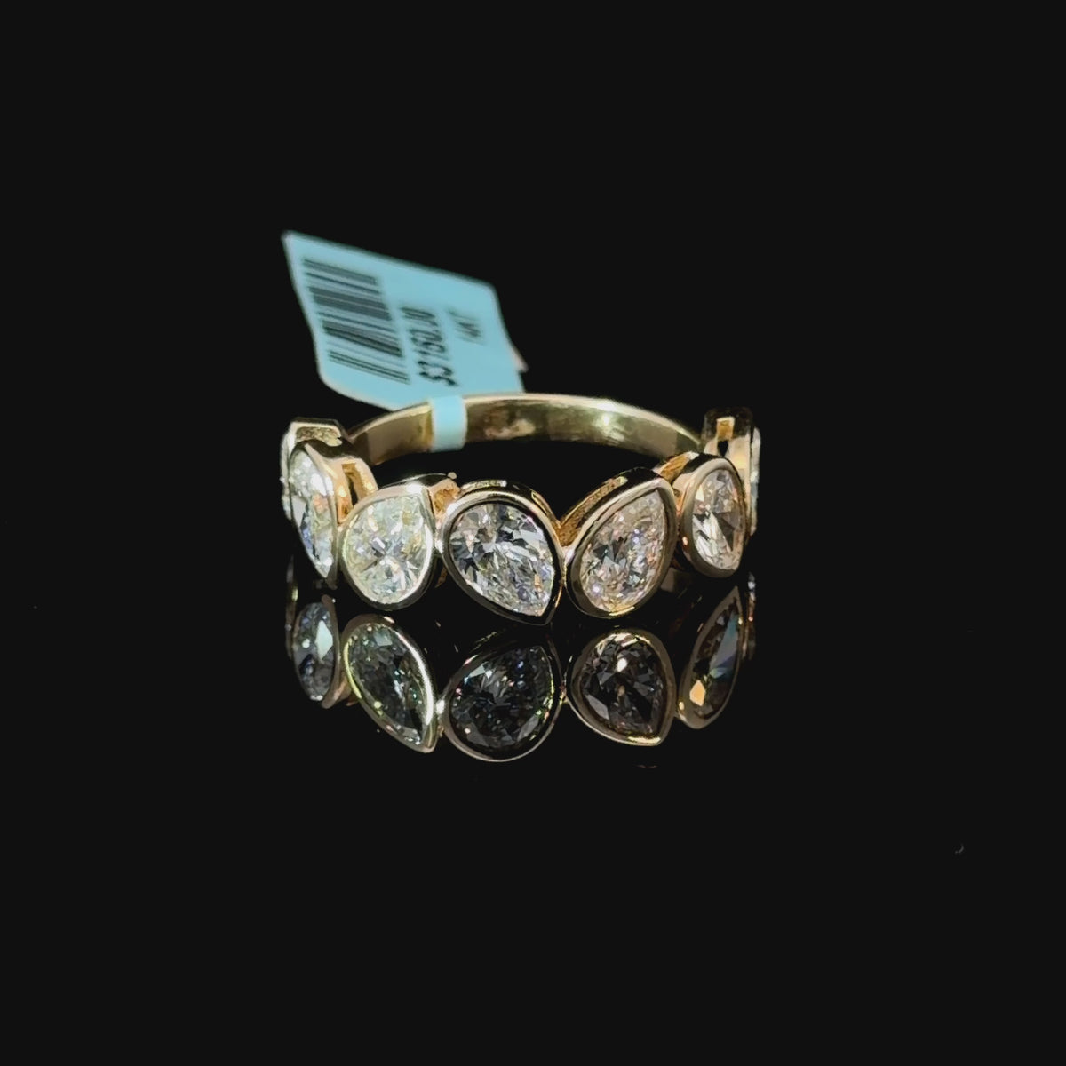 3ct Alternating Pear Diamond Bezel Halfway Eternity Ring