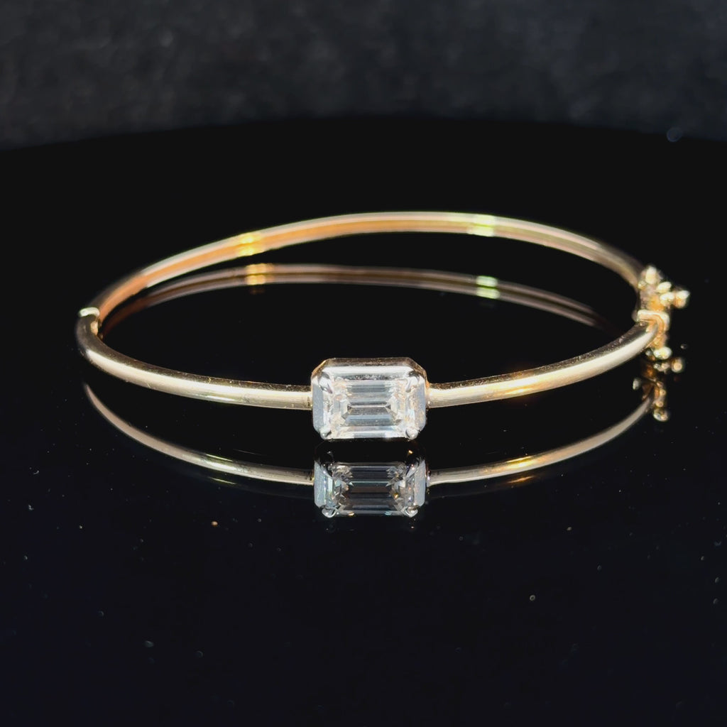 1.60ct Emerald-Cut Lab Diamond Bangle in 14k Gold