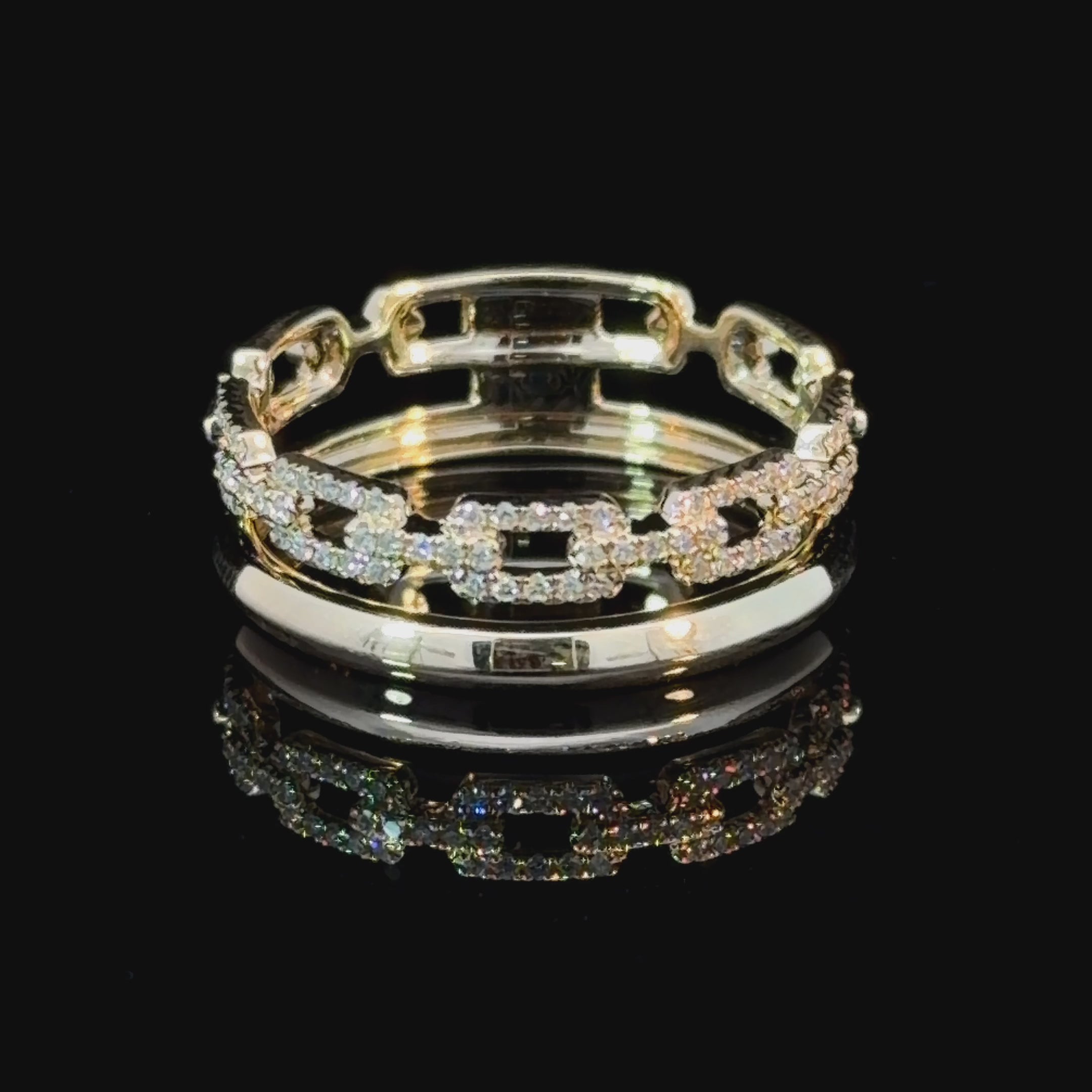 14K Gold Diamond Link Band Ring