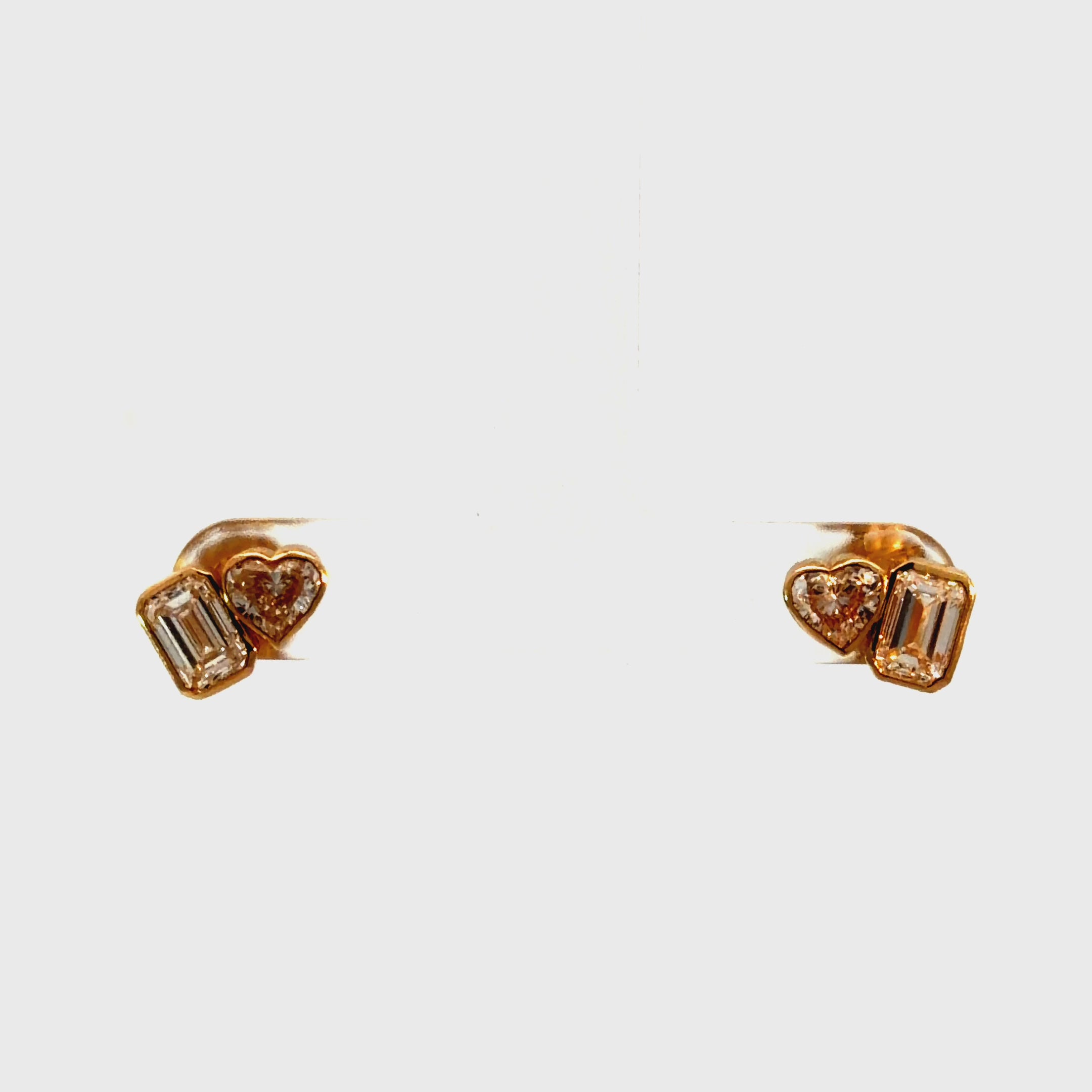 1.95ct Toi et Moi Heart & Emerald Lab Diamond Studs in 14K Gold