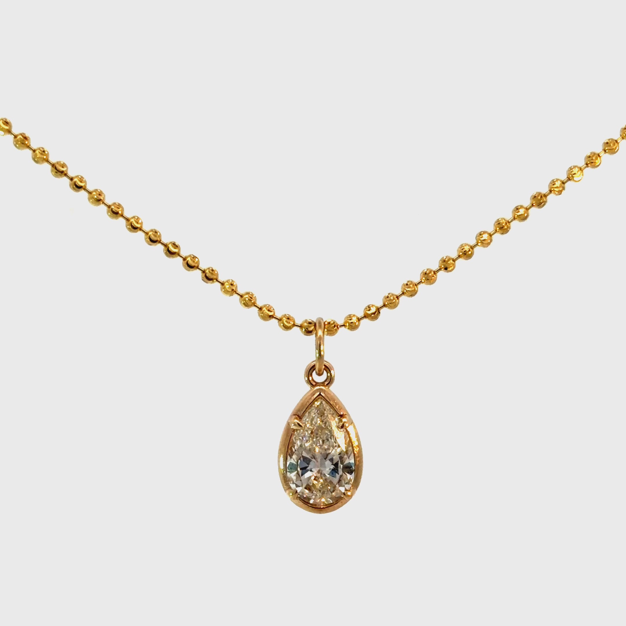 2ct Pear Lab Diamond Charm in 14k Gold