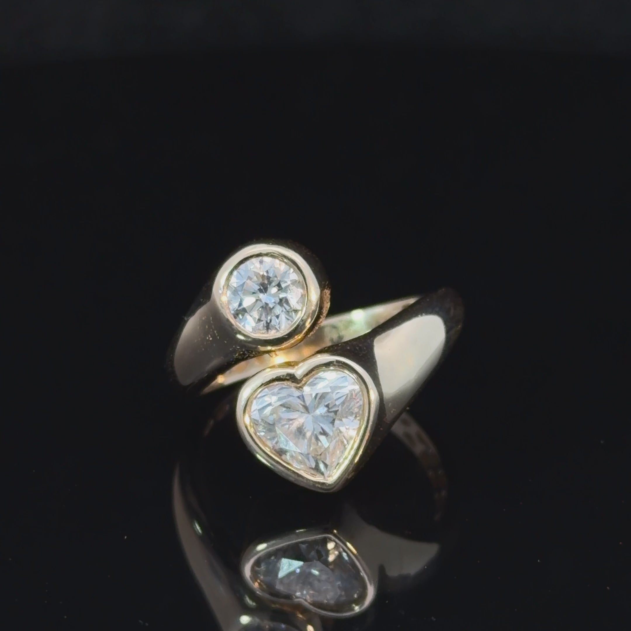 2.00ct Round and Heart Shape Lab Diamond in 14k Gold